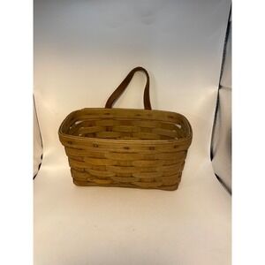 Vintage 1983 Longaberger Handwoven Hanging Key Basket Signed and Stamped